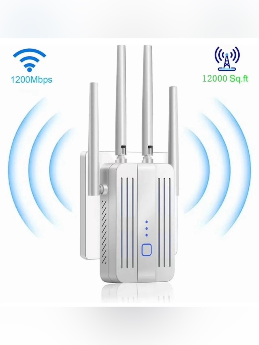 1200Mbps White WiFi Range Extender - Dual Band Wireless Signal Booster